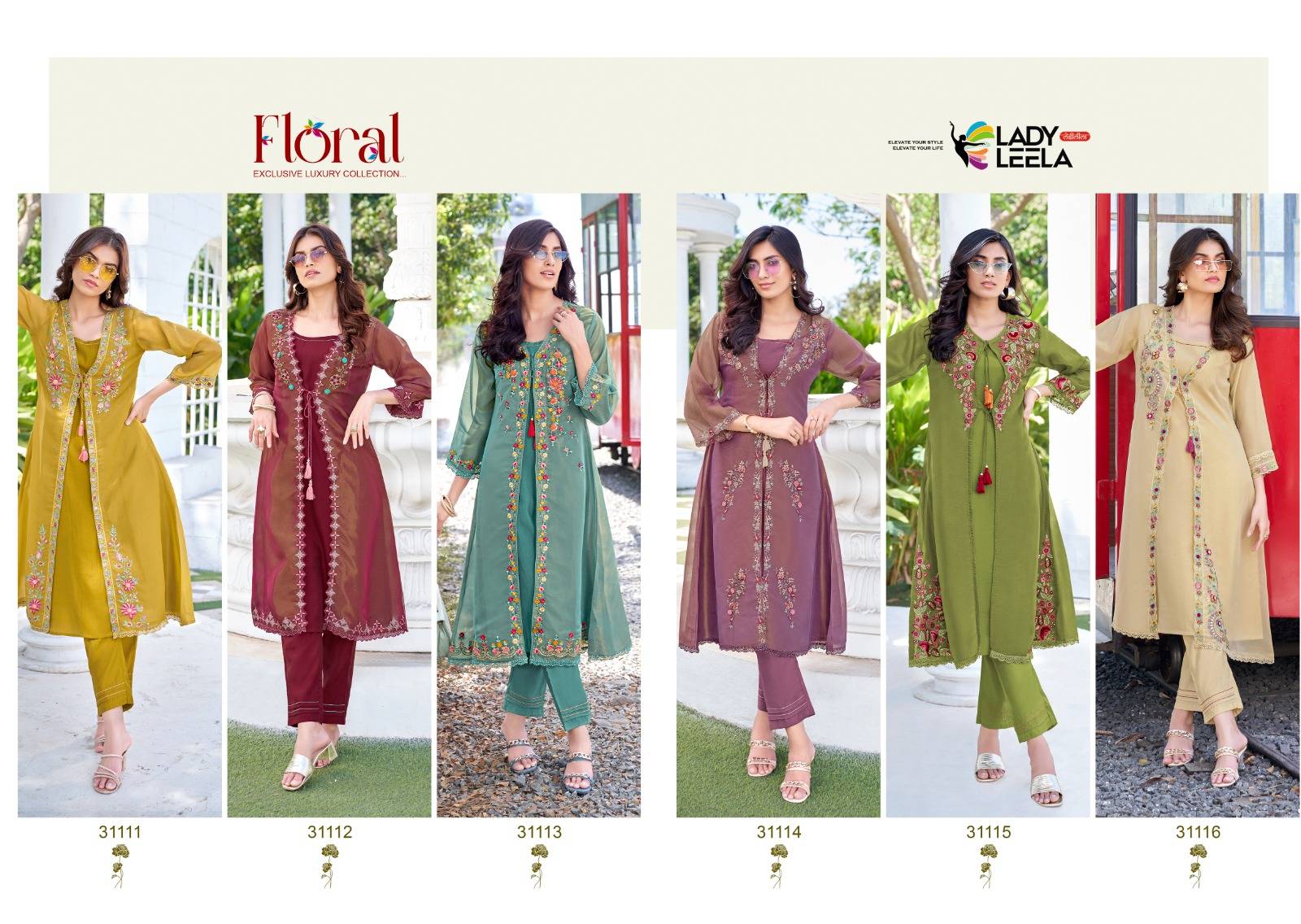 FLORAL by LADY LEELA 3111 to 3116 Series Designer Stylish Fancy Ethnic Wear Collection Heavy Handwork & Embriodery Stitched dresses At Wholesale Price